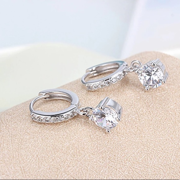 925 Silver Zircon Diamond Earrings - Picture 15 of 16